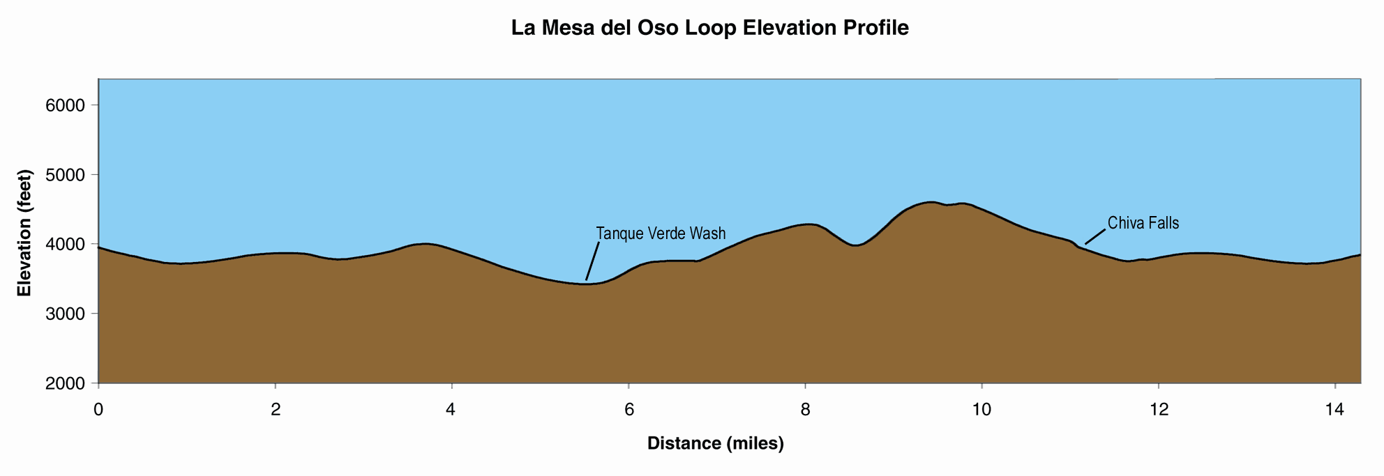 La Mesa del Oso Elevation Profile